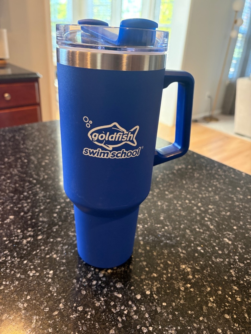 Blue Insulated Travel Mug with Handle